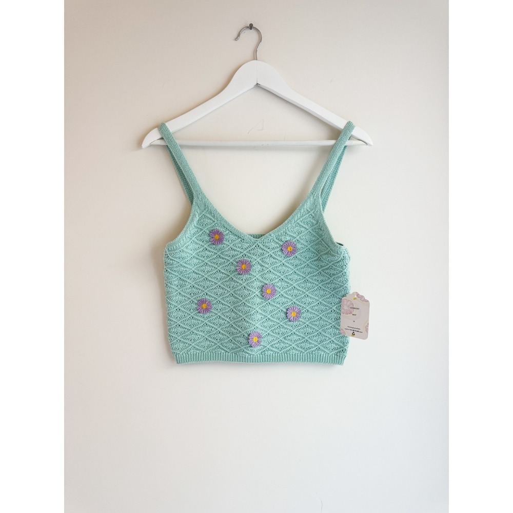 Sweet Republic mint crochet daisy tank, Size M